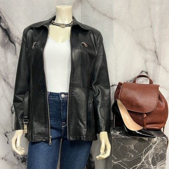 Vakko black leather jacket - Picture 7 of 8